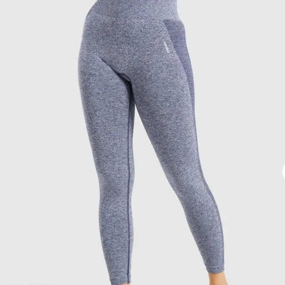 GymShark Flex High-Waisted Leggings Navy Marl/Light Grey Brand New! - Picture 1 of 7
